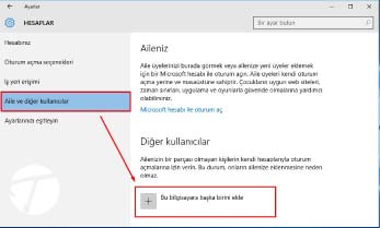 Windows 10 Yeni Kullanıcı Hesabı Ekleme