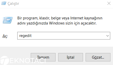 Çalıştır Regedit ile Windows Defender Kalıcı Olarak Silme