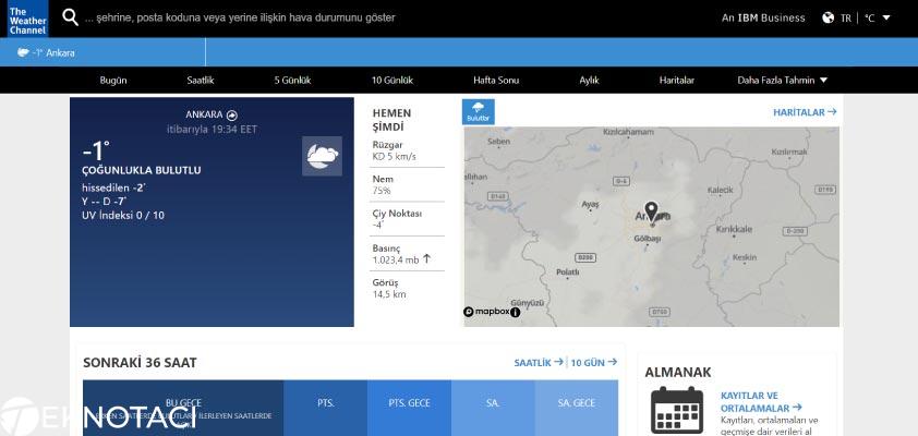The Weather Channel - En İyi Hava Tahmini Web Siteleri