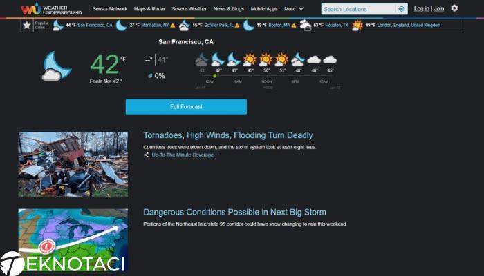 Weather Undergraund Hava Tahmin Web Sitesi