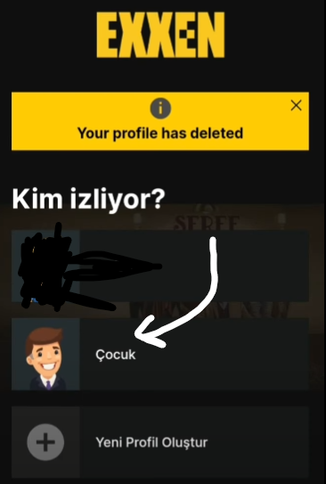 exxen çocuk profili silme